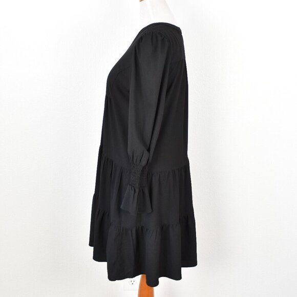 Pomander Place Kenzo Tiered Crepe Black Dress - L - Picture 5 of 11